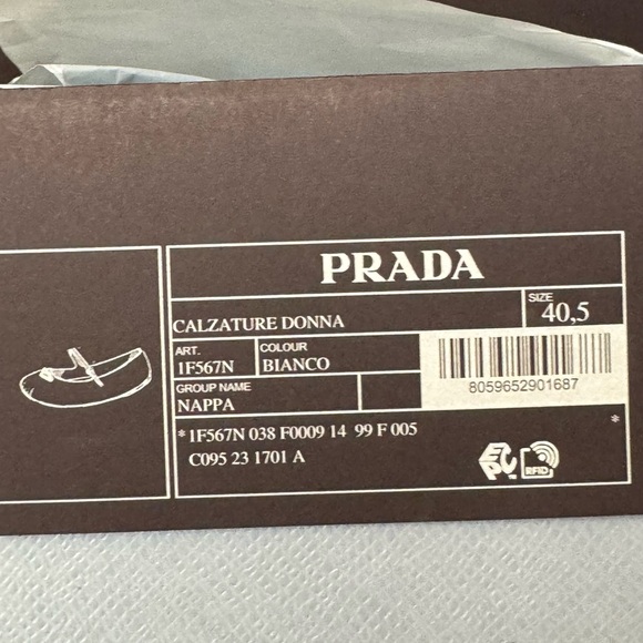 Prada white ballerina flats NWT, size 40.5 - Picture 3 of 7